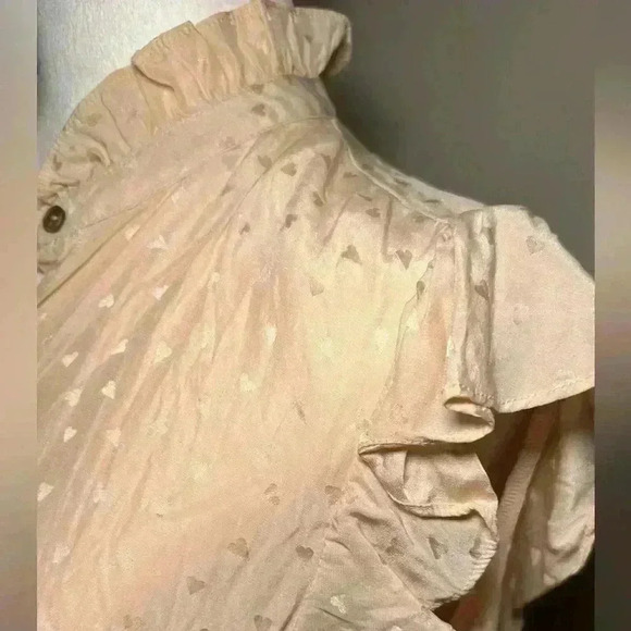 Rebecca Taylor Silk Jacquard Heart Ruffle Blouse - Size 6 - Picture 5 of 7